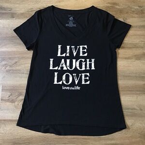 LOVE This Life Size XL Graphic T-Shirt Live Laugh Love Soft Knit Black Tee